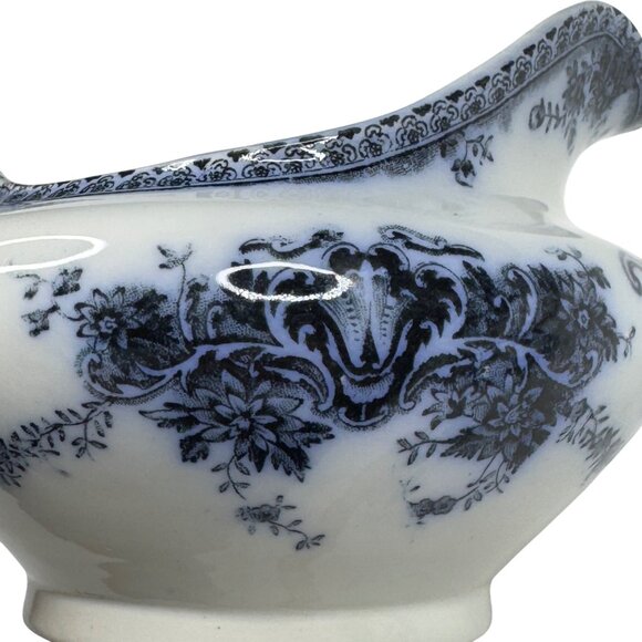 Antique Marlborough England Flow Blue Gravy Boat Porcelain  John Maddock & Sons - Picture 13 of 14